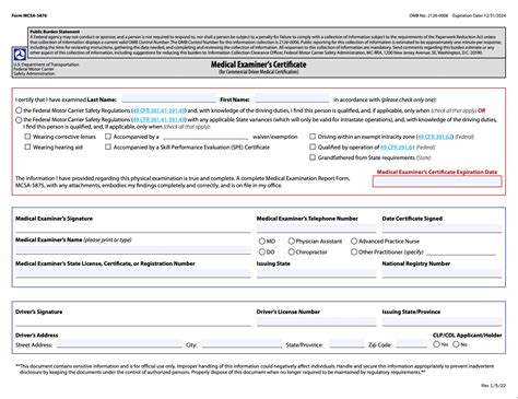 alabama dot medical examiner's certificate